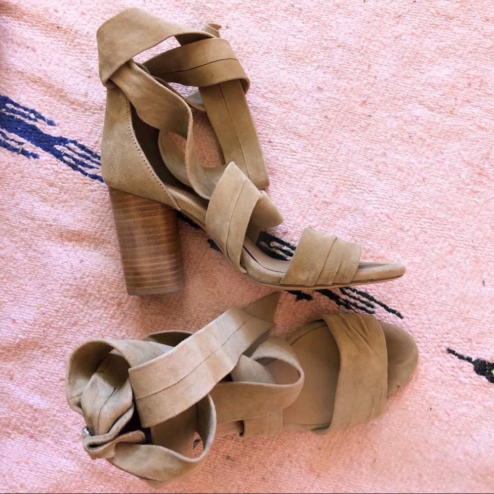 Raye Taupe Suede Wrap Heeled Sandals